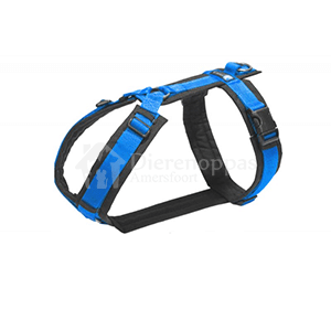 Luxe blauw gevoerd tuig op maat y-tuig hond tuigje y-vorm trektuig